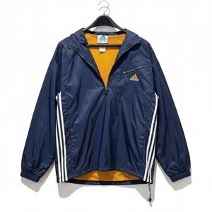 Vintage 90s Adidas Half Zip Windbreaker‎ Jacket Men L Navy Gold Mesh Lined Sport